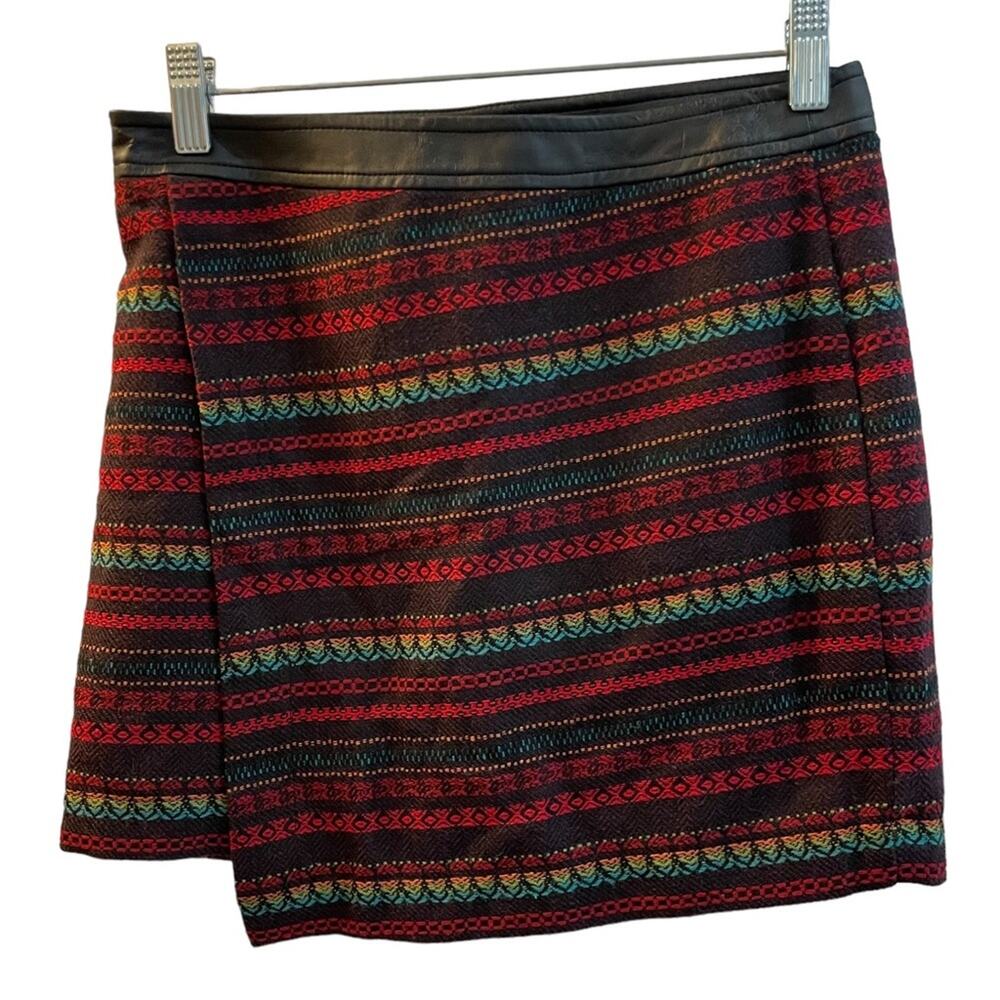 Forever 21 wool tweed red black mini skirt size Small